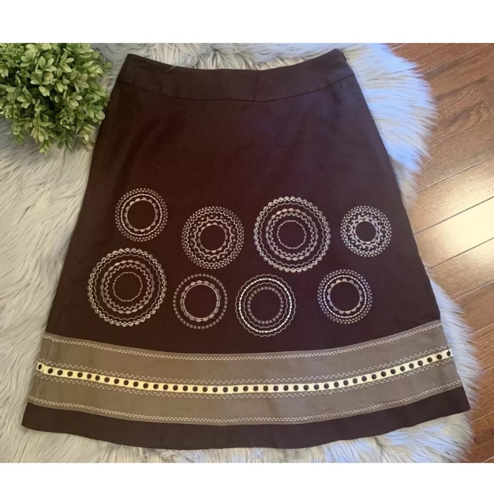 TALBOTS Deco Design Linen A-Line Skirt